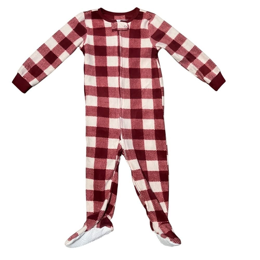 Jingles & Joy‎ Red Plaid Footed Pajamas One Piece Sleeper 24 Months